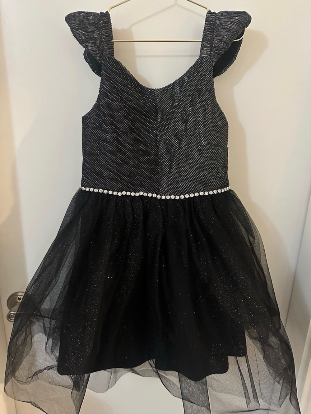 Zunie Girls Size 10 Black Sparkle Tulle Dress Jeweled Nordstrom NWOT